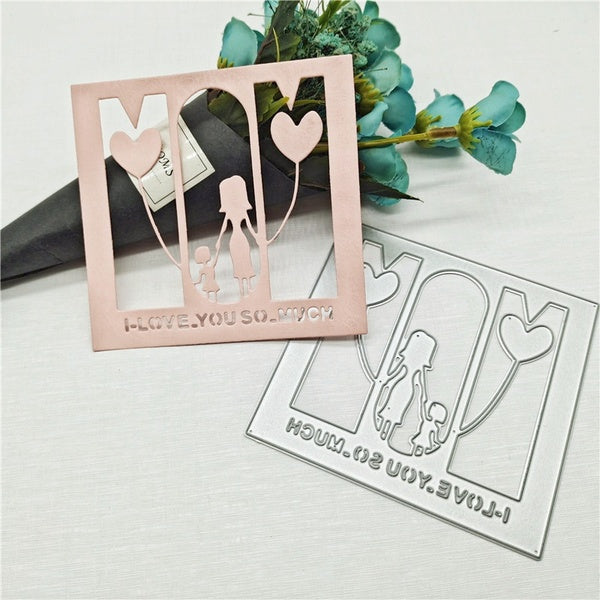 Love Balloon Mom and Child Metal Cutting Dies for DIY Scrapbook Cutting Die Paper Cards Embossed Decorative Craft Die Cut New