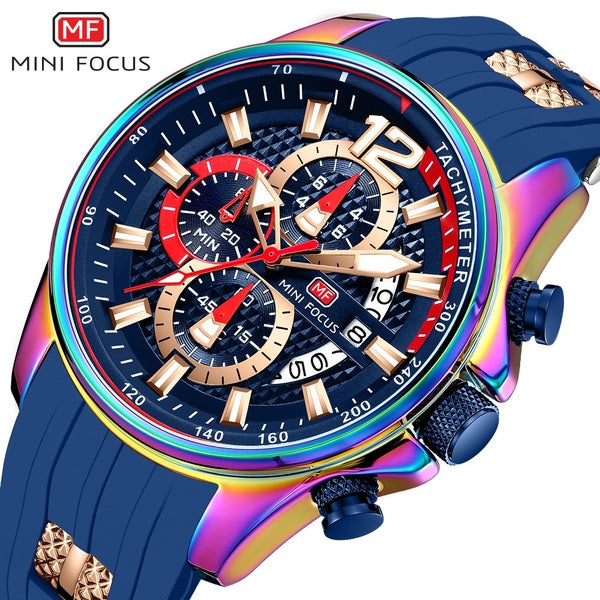 MINIFOCUS Hommes Casual Sport Montre Hyun-chae Cas Top Marque De Luxe Mâle Chronographe Montre-Bracelet Grand Cadran Lumineux Quartz Horloge Homme