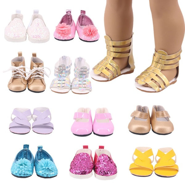 11 Style Beautiful Sneakers Sandals Shoes Fits 18 Inch Baby Girl Dolls for 43cm Doll Clothe Accessories