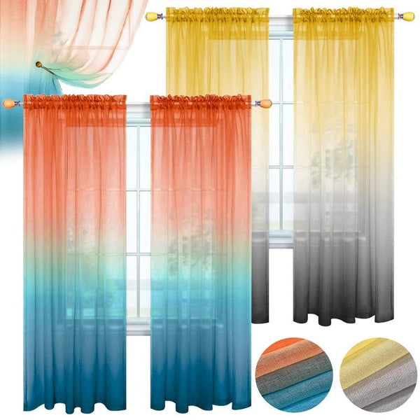 1-2pcs Elegant gradient color Polyester Room Curtains, Washable and Decorative, Perfect for Bedrooms and Living Rooms