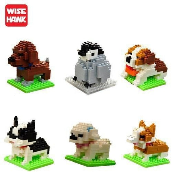 Mini Building Blocks 3D Animal Diamond Model Micro Bricks Dog Cat Bird Moose Wolf Panda Macaw Toys For Children Birthday Gifts