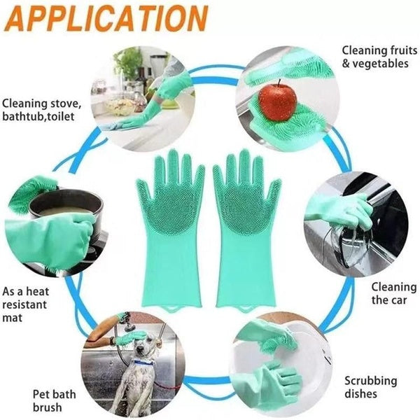 Pet Grooming Cleaning Gloves Dog Cat Bathing Shampoo Glove Scrubber Magic Dishwashing Cleanner Sponge Silicon Hair Removal Glove