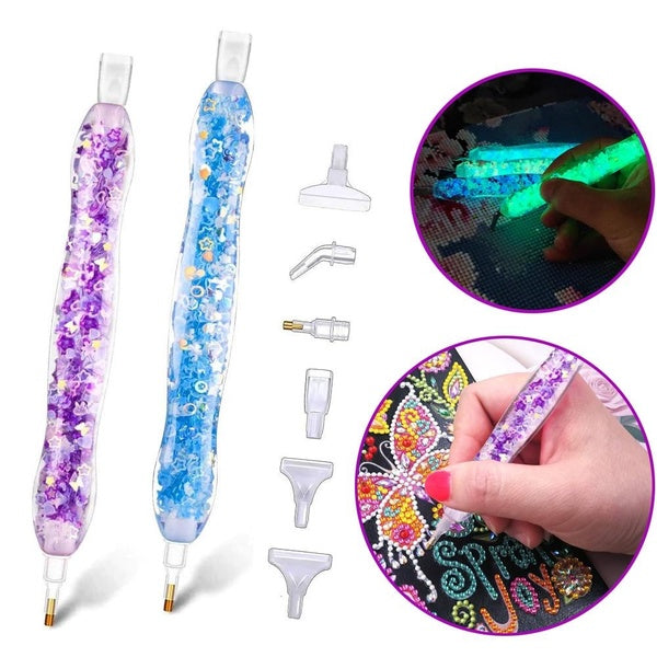 Resin Luminous Glow in The Dark Diamond Painting Drill Art Tool Pen and Accessories, 5D Rhinestone Picker Stick Tool Diamond Painting Accessories Pen