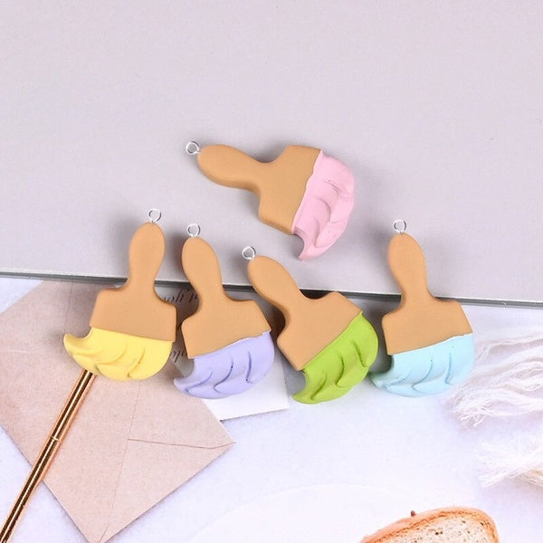 10Pcs New Simulated Paint Brush Resin Charms Mini Cute Floating Pendants DIY Handmade Earings Key chains Accessories