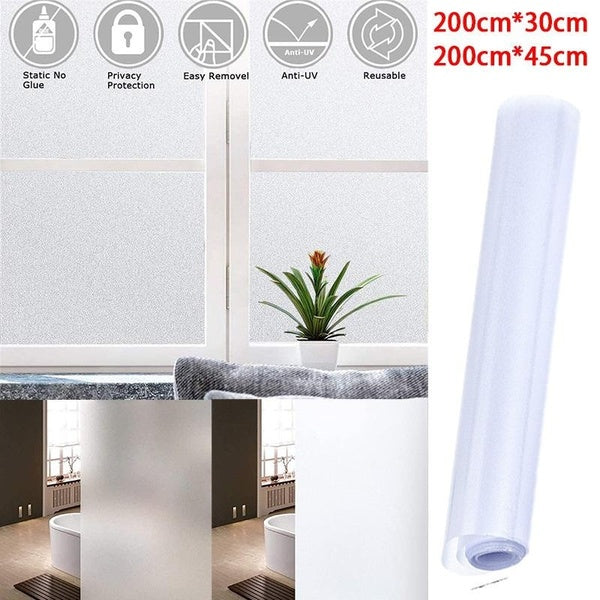 200 cm * 30-45 cm PVC givré fenêtre Film étanche verre autocollant maison chambre salle de bains bureau confidentialité gommages gel pas de colle