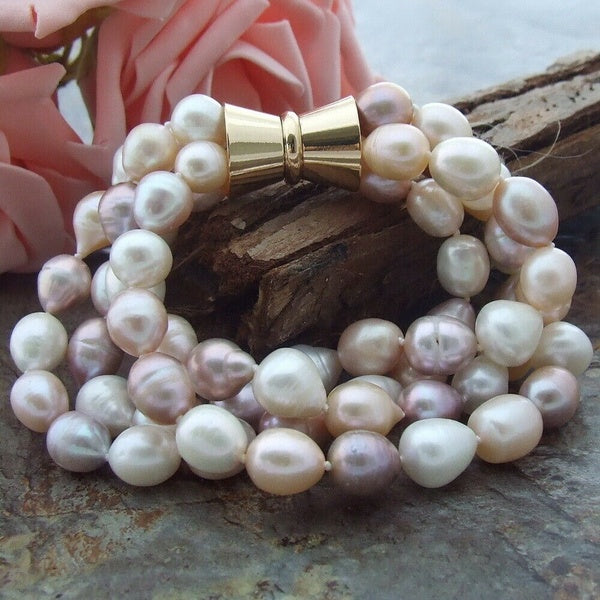 Handmade charming 4strands multicolor genuine natural rice freshwater aquaculture pearl bracelet 20 cm fashion jewelry