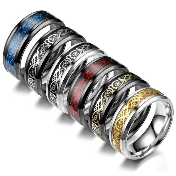 Brand New 6pcs Titanium Steel Dragon Pattern Ring Set Perfect Fashion Jewelry Accessories Matron Inn