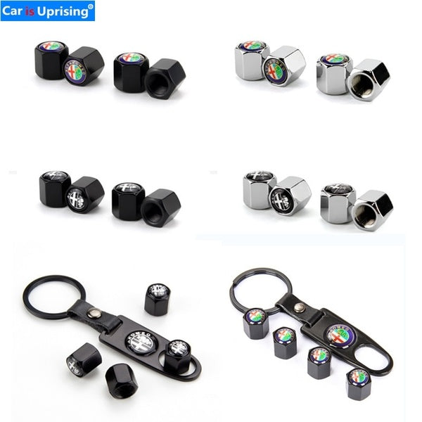 4pcs Car-Styling Car Wheel Tire Valve Tyre Caps Case for Alfa Romeo 159 147 156 GT Giulietta Giulia Stelvio Car Emblems Accessories Stickers