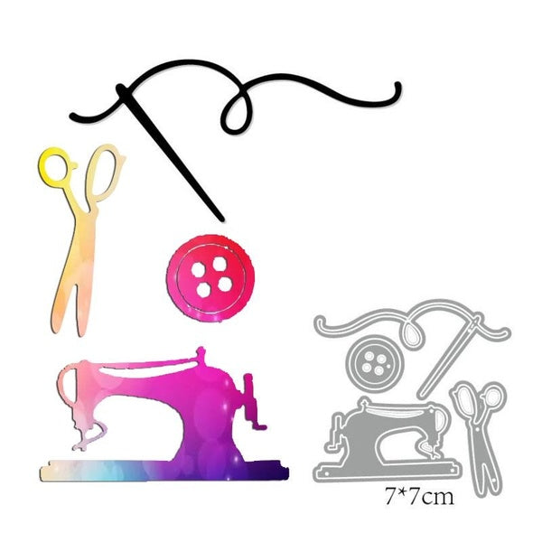 Sewing Machine Is Equipped with Scissors Thread Scrapbooking Metal Cutting Dies Stencils for DIY Album Paper Card Decor