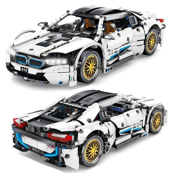 New White Super Sport Car Model Building Block Brick Educational Assembly Toy Children Gift