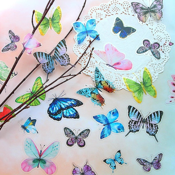 40Pcs-lot Butterfly Stickers Scrapbooking Bullet Journal Plants Decor Album DIY Stationery Stickers