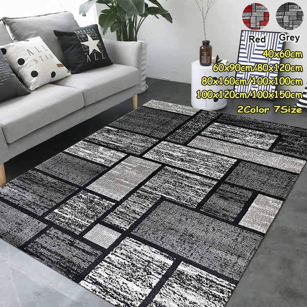 Modern Simple Nordic Geometric Pattern Carpet Grey-red Rugs Non-slip Livingroom Bedroom Carpet Kitchen Bathroom Rugs Running Rug Doormat 7 Sizes (40x