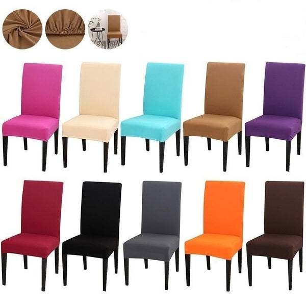 New Year High Quality 1-2-4-6Pcs Solid Color Chair Cover Spandex Slipcovers for Dining Room Stretch Elastic Chair Covers Banquet Hotel Kitchen Weddin