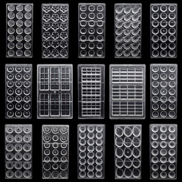 Chocolate Candy Bars 3D Molds Polycarbonate Plastic Form Bakery Cake Decoration Baking Pastry Tools for Moldes Para Chocolate