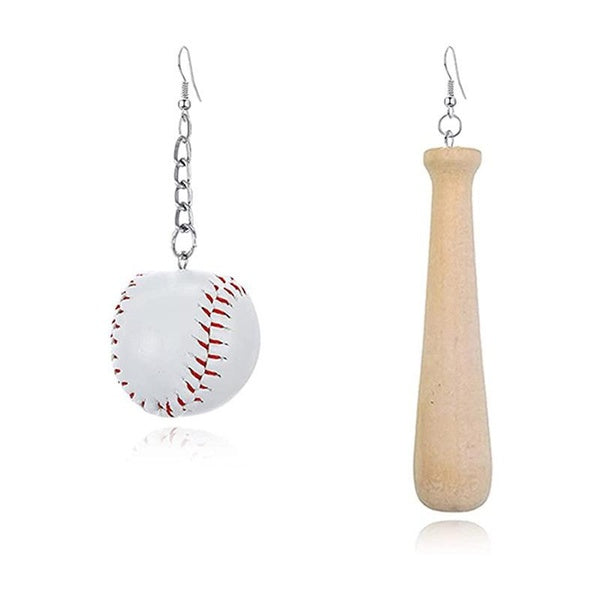 Boucles d'oreilles de baseball de style sportif créatif boucles d'oreilles asymétriques de baseball de personnalité amusante boucles d'oreilles amusa