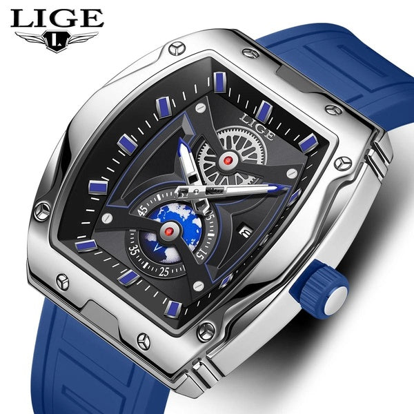 LIGE Top marque montres pour hommes de luxe carré montre-bracelet à Quartz étanche montre lumineuse pour hommes Date horloge Relogios Masculino + boî