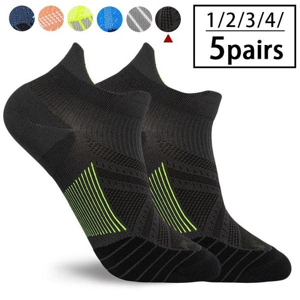 1-2-3-4-5 Pairs Men Women Breathable Socks Fast Dry Ankle Fashion Colorful Invisible Compression Socks Nylon Striped Soft Short Stockings