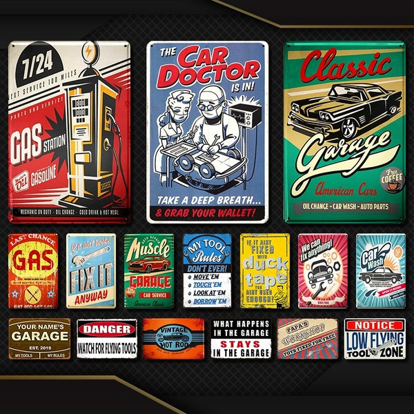 Car Doctor Garage Signs Retro Metal Tin Signs Garage Gas Station Tire Shop Bar Pub Motel Wall Decor 8 x 12 Inches