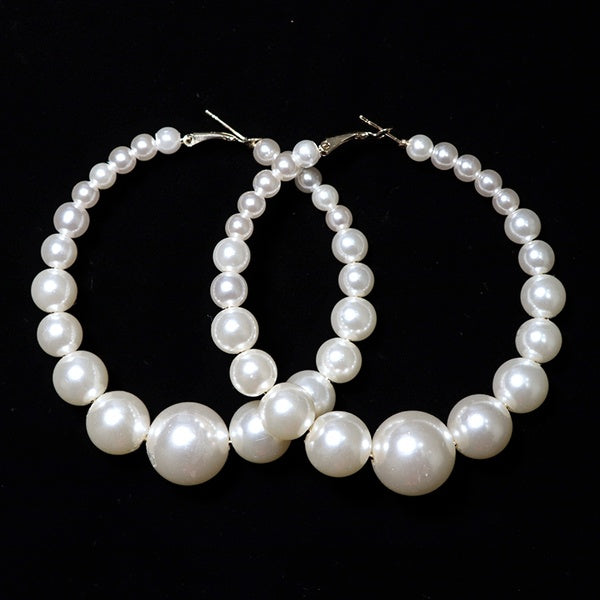 Luxury Imitation Pearl Hoops Earrings Fashion Big Round Loop Earring For Women Creole Jewelry Pendientes Aros Femme