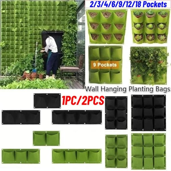 1PC-2PCS Vertical Hanging Grow Bag 2-3-4-6-9-12-18 Pockets Wall Hanging Planting Bags Garden Planter Vertical Suculentas Plant Pot Home Decor