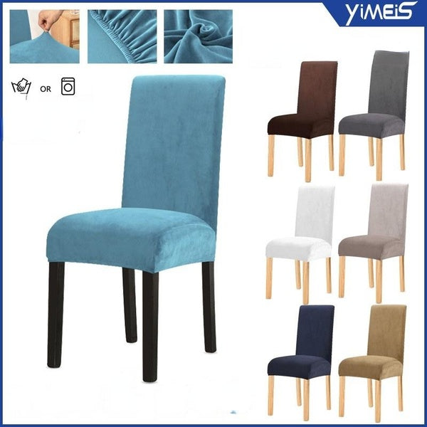 1-2-4-6PCS Velvet Plush Chair Cover Removable Stretch Slipcovers Fox Pile Restaurant Seat Cover For Dinning Room Banquet Hotel Chair Covers