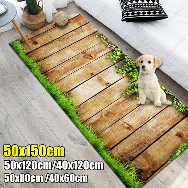 3D Wood Pattern Print Carpet Livingroom Bedroom Area Rug Kitchen Bathroom Non Slip Waterproof Carpet Entry Way Floor Mat 5 Size(40x60-50x80-40x120-50