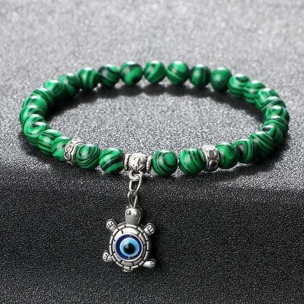 Naturel Vert Malachite Pierre Bracelets Pour Femmes Papillon Pendentif Bracelets Turc Mauvais Œil Bracelets Couple Yoga Bijoux Cadeaux