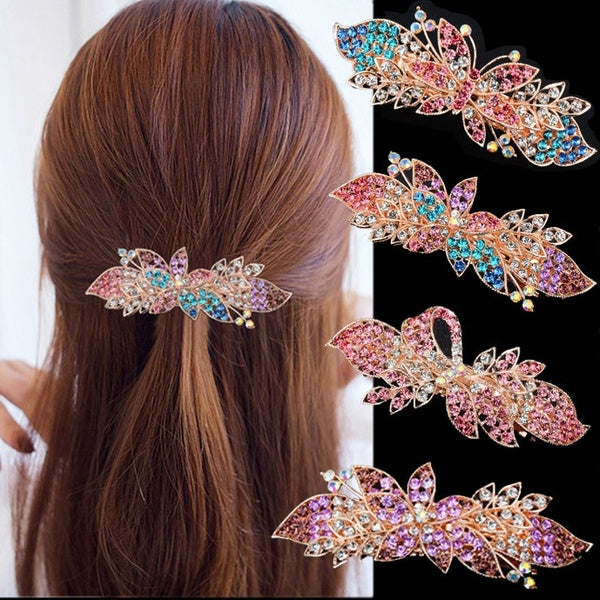 3 Styles (Each 5 Colors) Korean Flowers Butterfly Ribbon Alloy Hairpin Rhinestone Hair Accessories Adult Korean Headwear Hair Styling Tools Flower Di
