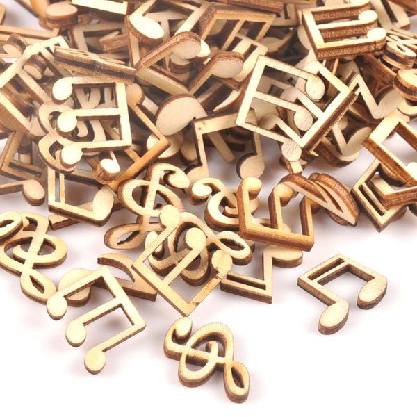 50pcs Mix Note Wooden Ornaments Scrapbooking Carft For Handmade Accessories Home DIY Wood Home Decoration