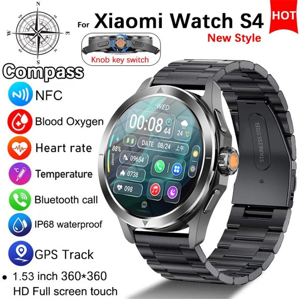GPS Nouveau pour Xiaomi S4 Sport Montre Intelligente Hommes GPS Boussole IP67 Étanche Fréquence Cardiaque Smartwatch BT Appel NFC Montre Femmes Cadea