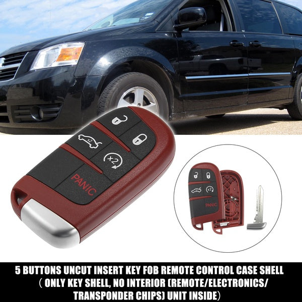 5 Button Keyless Entry Remote Key Shell Cover for Jeep Grand Cherokee for Dodge Challenger Charger Dart Durango M3N-40821302 with Blade No Chip