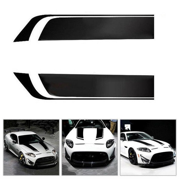 2Pcs-Set Black Auto Racing Car Hood Stripe Decal Vinyl Bonnet Sticker Waterproof Car Stickers Accessories
