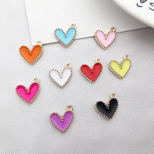 90Pcs Gold Plated Enamel Cute Heart Charms Pendants for Jewelry Making DIY Bracelet Women Necklace Earrings Accessories