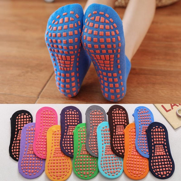 Kids Adults Anti-Slip Soft Breathable Socks Non-slip Silicone Bottom Parent-Child Trampoline Sock Cotton Sweat Absorption Comfortable Ankle Socks Ela