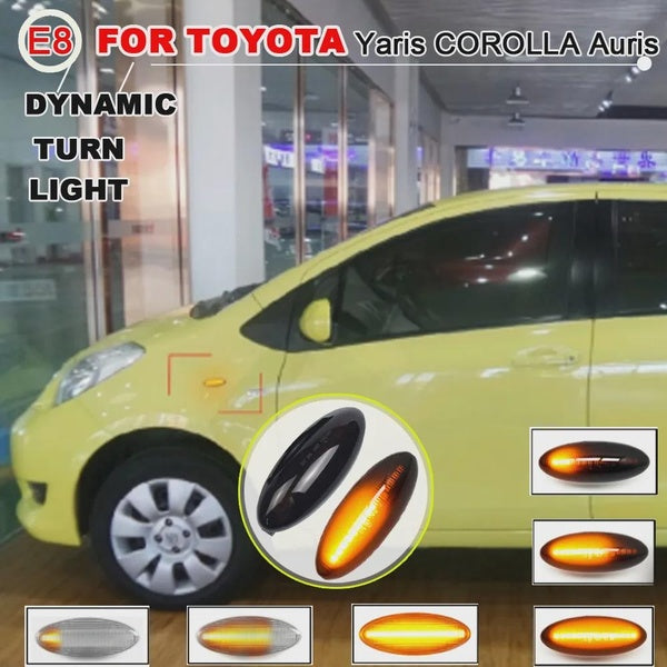 2pcs Dynamic LED Side Marker Light Turn Signal Indicator Repeater Light Fit for Toyota Yaris COROLLA Auris Mk1 E15 RAV4 Mk3