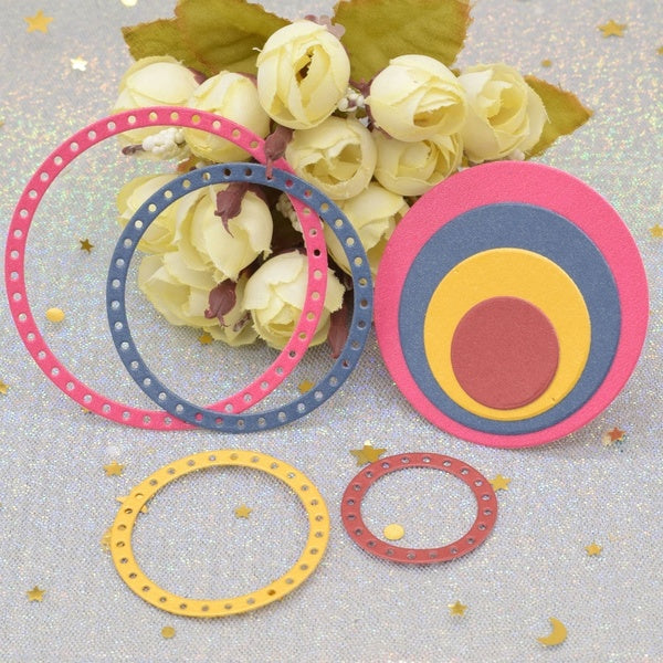 Cercle creux matrices de découpe ensemble carte cadre métal pochoir matrices bricolage Scrapbooking Album papier gaufrage matrices