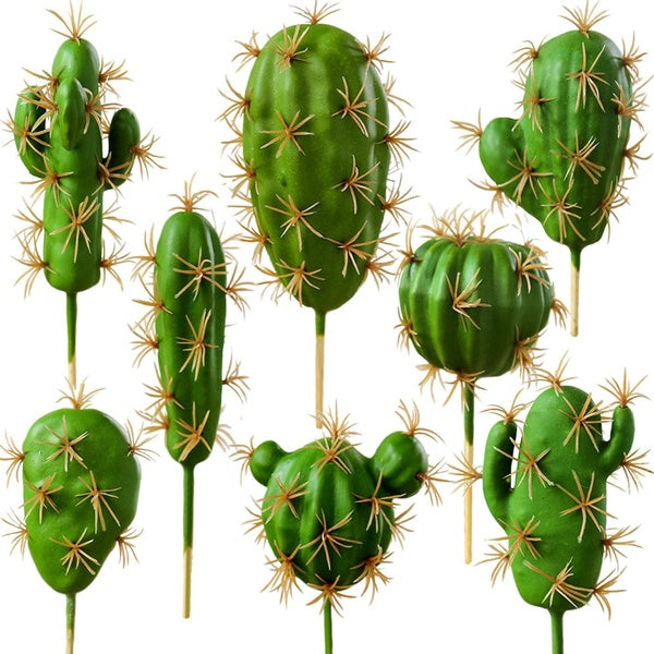 Artificial Cactus Decor Faux Cactus Plant Fake Succulents Plants Artificial Cacti Picks 8 PCS Unpotted Indoor Home Décor Fake Cactus Stems DIY Decora