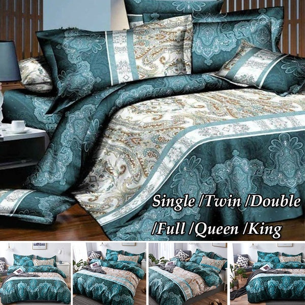 Green Bohemia Pattern Printed 3D Bedding Sets 2-3Pcs Duvet Cover Set with Pillowcase Covers Single-Twin-Double-Full-Queen-King Size