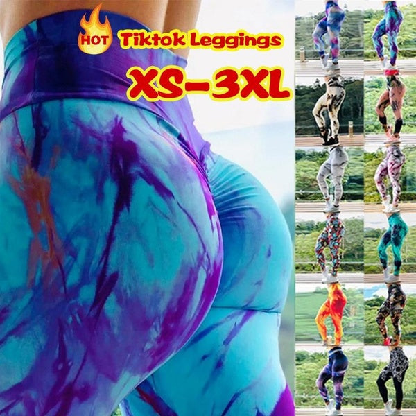 Leggings anti-cellulite pour femmes Pantalons de sport Motif tie-dye Leggings de yoga taille haute à séchage rapide et élastiques Pantalons de course