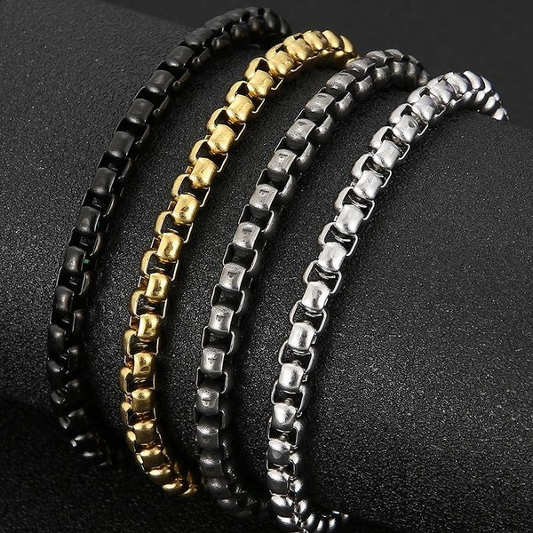 6MM Chain Men's Bracelet Man Gold Plated 316L Stainless Steel Boys Bracelets On Hand Mannen Armband 18-22CM Jewellery Accessories
