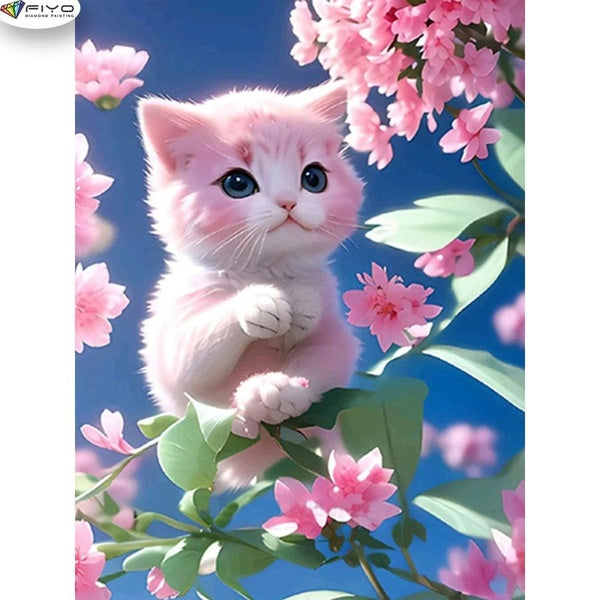 Cat 5D Diamond Painting Diamond Embroidery Full Rhinestone Diy Mosaic Cross Stitch Kit Home DecorGift(FullRound15x25-20x30-30x40-40x50-50x70cm)(Full