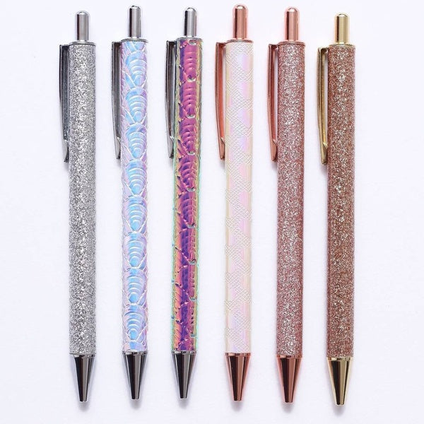 1 pc Nouveau Glitter Paillettes Cristal Stylo En Métal Pendentif Stylo À Bille Boutique 1.0mm Stylo Étudiant Papeterie Bureau Écriture Stylo