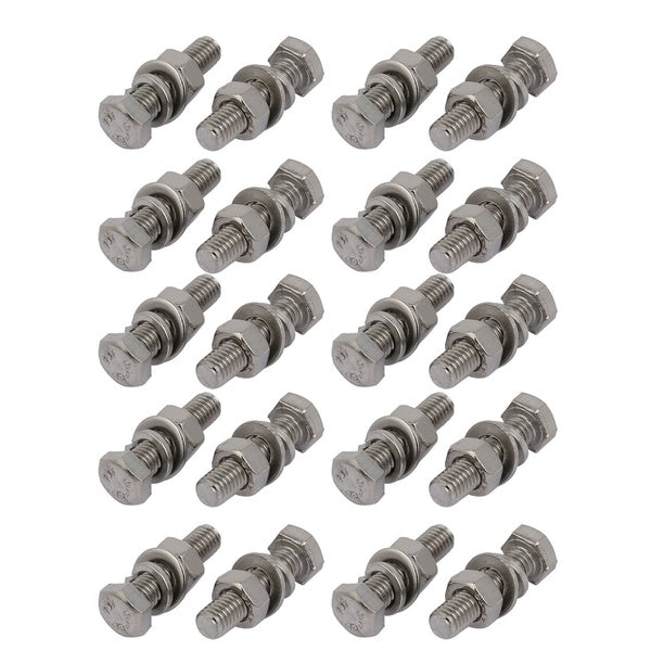 20pcs 304 Stainless Steel M5x20mm Hex Bolts w Nuts and Washers Assortment Kit