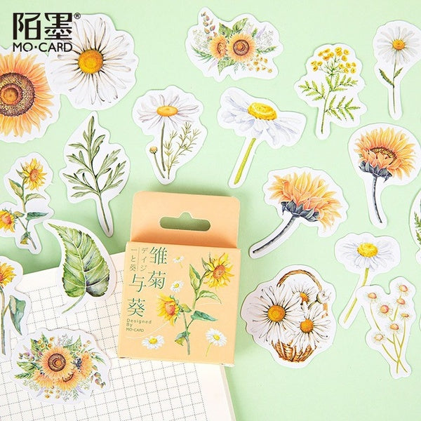 46Pcs-box Plant Stickers Stationery Supplies Cute Decorative Paper Stickers Scrapbooking Diary Journal Diy Flower Stickers
