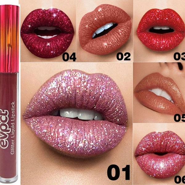 New 15 Colors Evpct Waterproof Diamond Illusion Pearl Light Shimmering Matte Gradient Metallic Fashion Women Lipstick Long Lasting Velvet Natural Moi