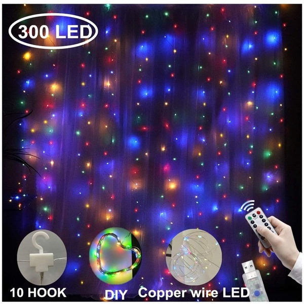 3M LED Curtain Light Usb String Lights Flash Fairy Garland Remote Control for Outdoor Wedding Home Decor New Year Christmas
