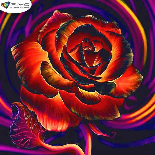 FIYO Flaming Rose Diamond Painting Kits For Adults DIY 5D Diamond Mosaic Diamond Painting Home and Kitchen Fashion Canvas Pictures Wall Decoration Gi