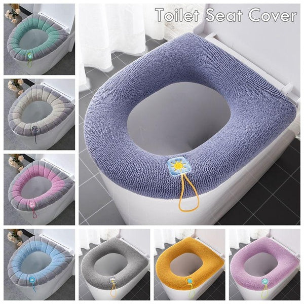 New Toilet Mat Bathroom Mat Set Toilet Seat Cover with Handle Thicken Warm Soft Toilet Seat Cushion Pad Washable Bathroom Accessories