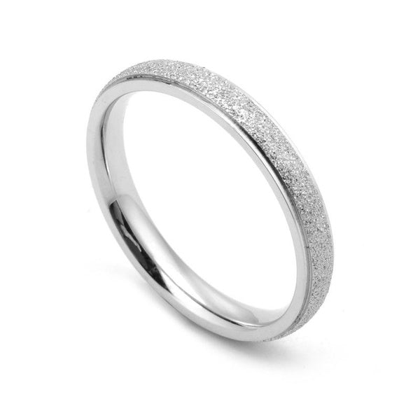 3mm Wide Sandblast Glitter Super Thin Ring for Women Girl 316L Stainless Steel Exquisite Chic Tail Ring Comfort Fit Engagement Wedding Band Silver -