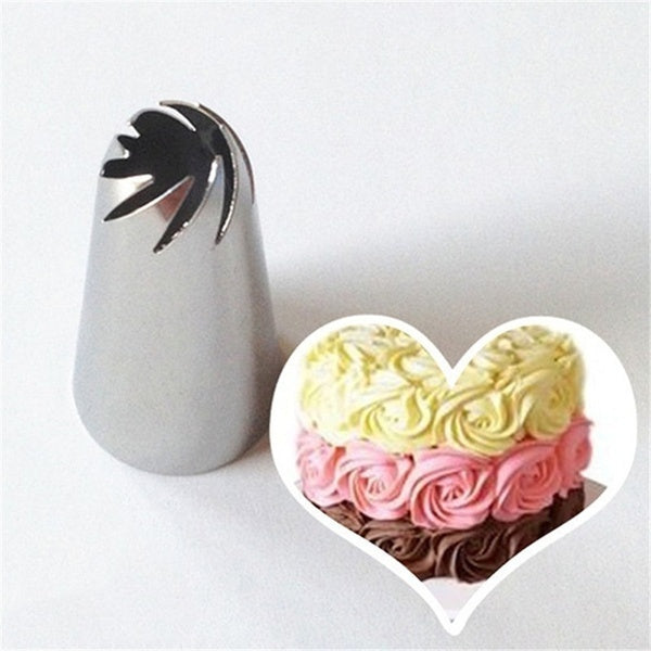 2Pcs Flower Icing Nozzles Stainless Steel Pastry Tube Cream Icing Piping Tips Nozzle Drop Rose Spiral Fondant Cake Decorating Tools